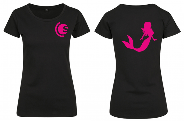 T-Shirt Damen Meerjungfrau schwarz